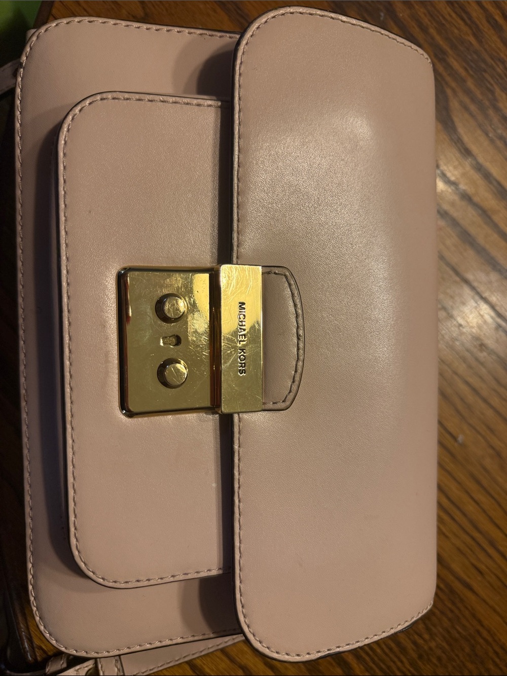 Michael Kors Pale Pink Leather Crossbody with Gold-Tone Lock